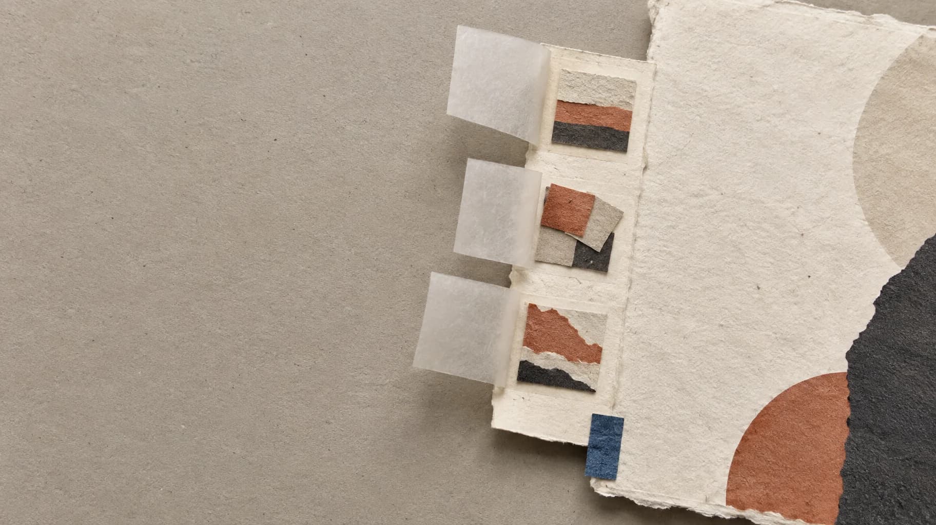 A narrow strip attached to a larger paper sheet holds three small trials beneath translucent inspection flaps.